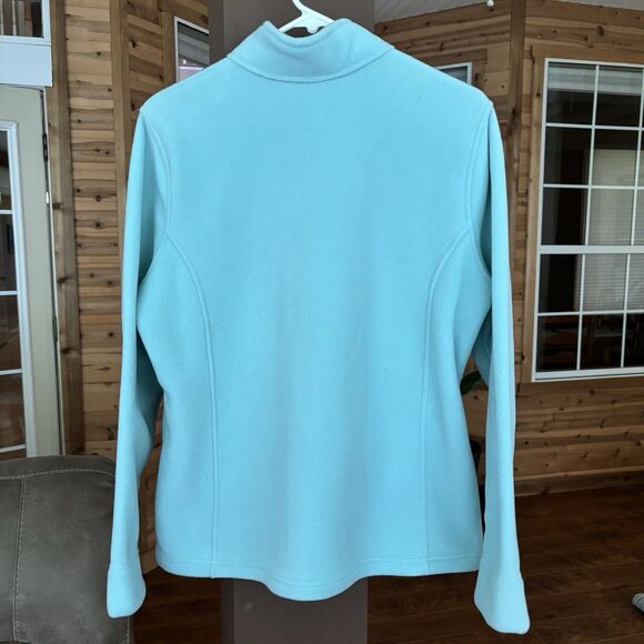 L.L.Bean Fleece Jacket Women L Turquoise Blue Full Zip Outdoors Y2K Preppy Warm - Picture 2 of 9